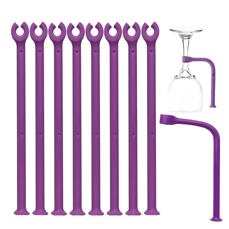 YouU UoYu Tether Silicone Dishwasher Attachment Silicone Stemware Saver Flexible Stemware Holder Dishwasher Wine Glass Protector (Purple/8 pcs) - Image 1